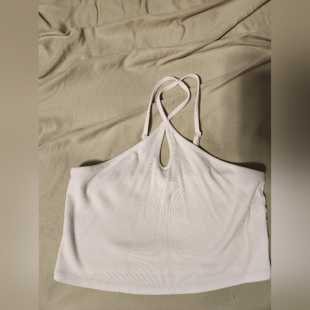 White Cropped Haltertop